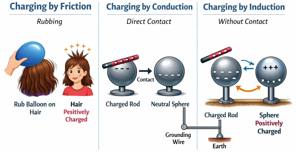 methods of charging- electric charges- electrostatics